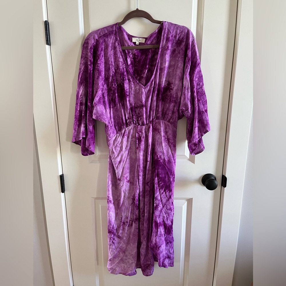 Purple tie-dye dress.